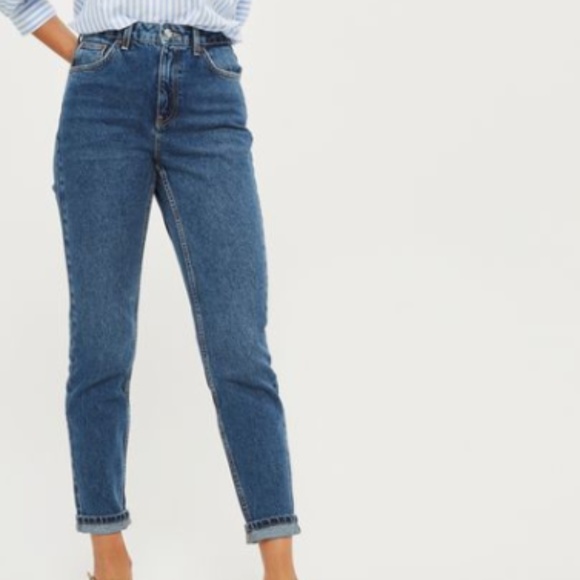 moto dark blue mom jeans